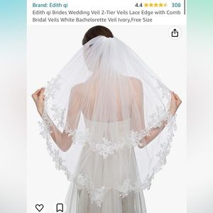 2 Tier Ivory Wedding Veil - Fingertip Length